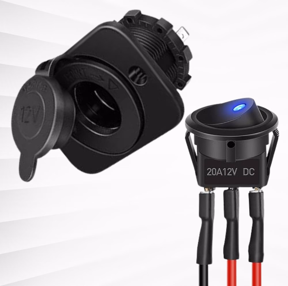 Components used to install a DC to DC manual switch