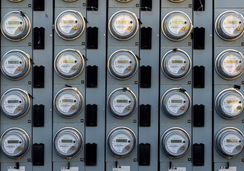 An abstract photo of electrical meters